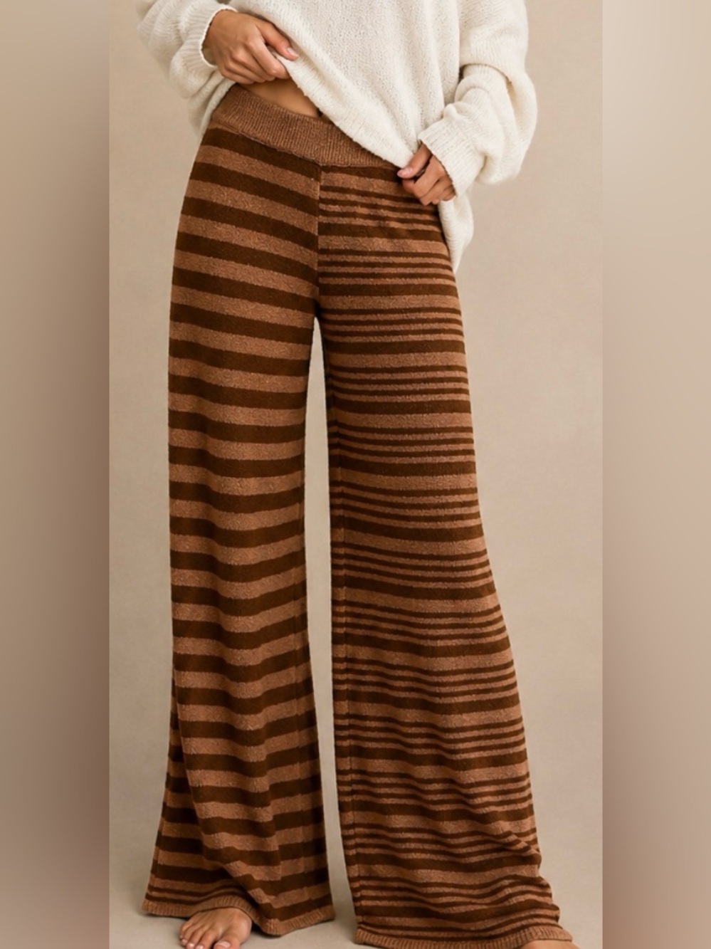 Free People Free-est Allyson Striped cozy knit Wide Leg Pants - Size Small NWT